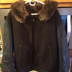 Saks Fifth Avenue Beaver Fur Bomber Coat